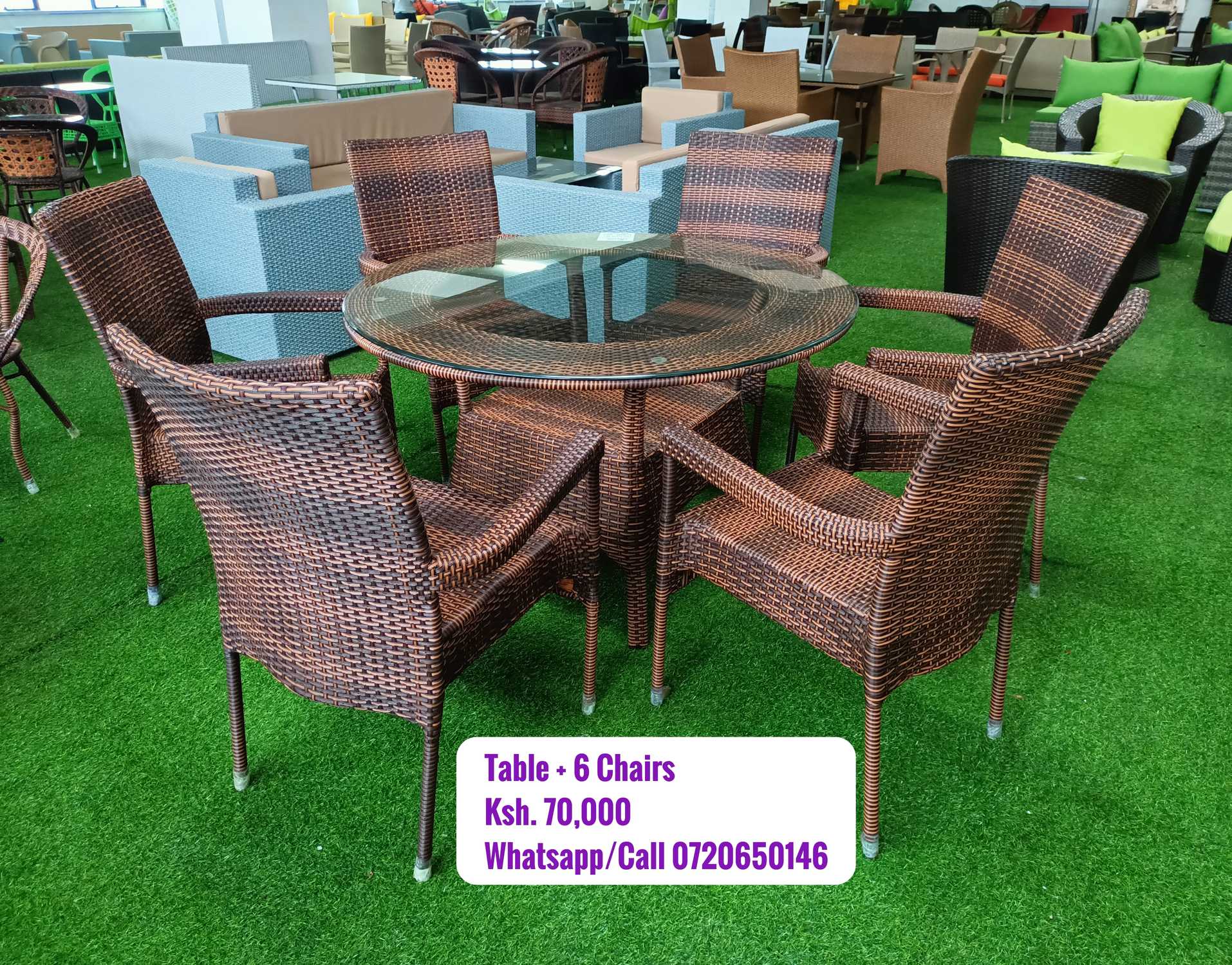 Round Brown Outdoor  Six Seater